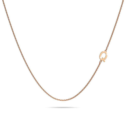 Bold Alphabet Letter Initial Charm Necklace in Rose Gold Tone